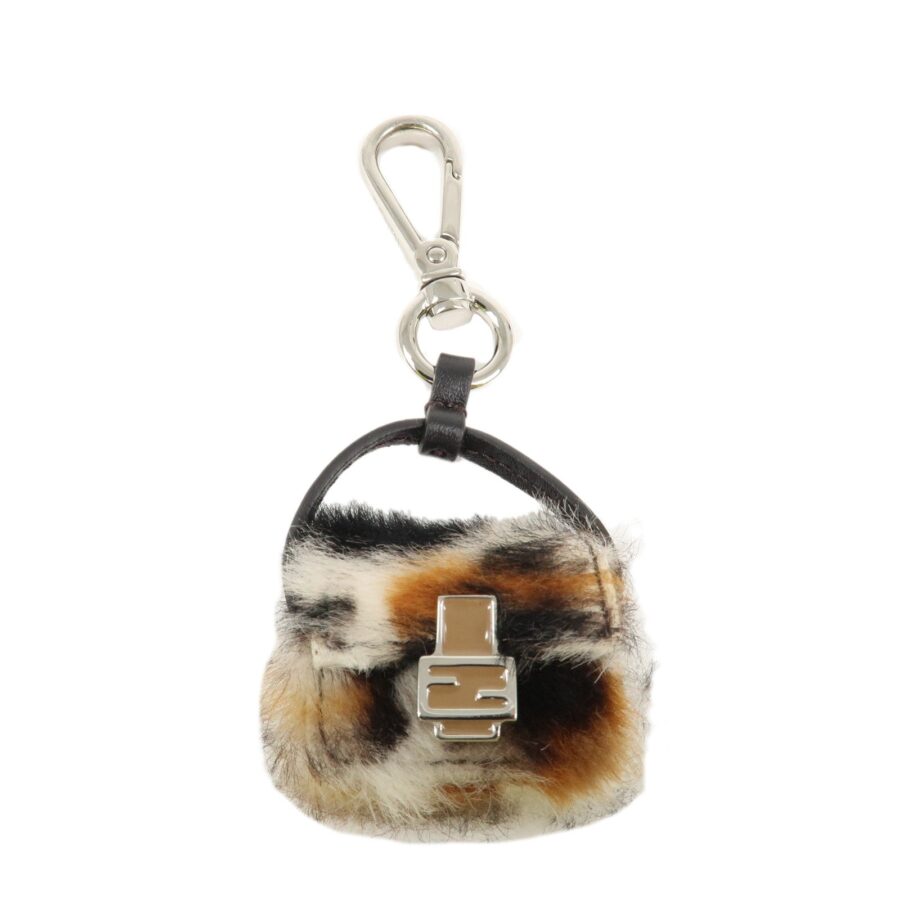 FENDI Pony Hair Leather Pico Baguette Charm Brown | Studio Nafay
