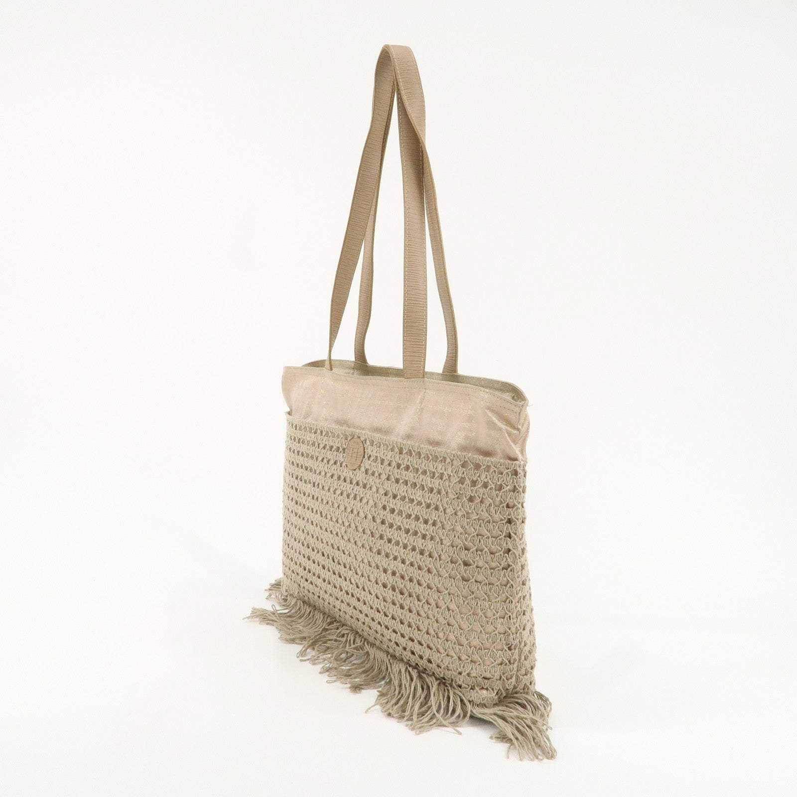 FENDI Zucca Canvas Leather Tote Bag Shoulder Bag Beige Gold - Product Image 2