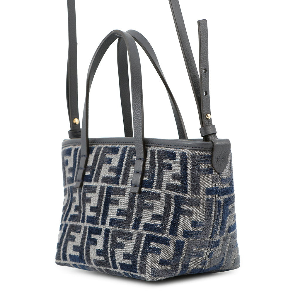 Fendi Roll FF Jacquard 2-way Handbag Navy8bs096 Canvas Leather Size…