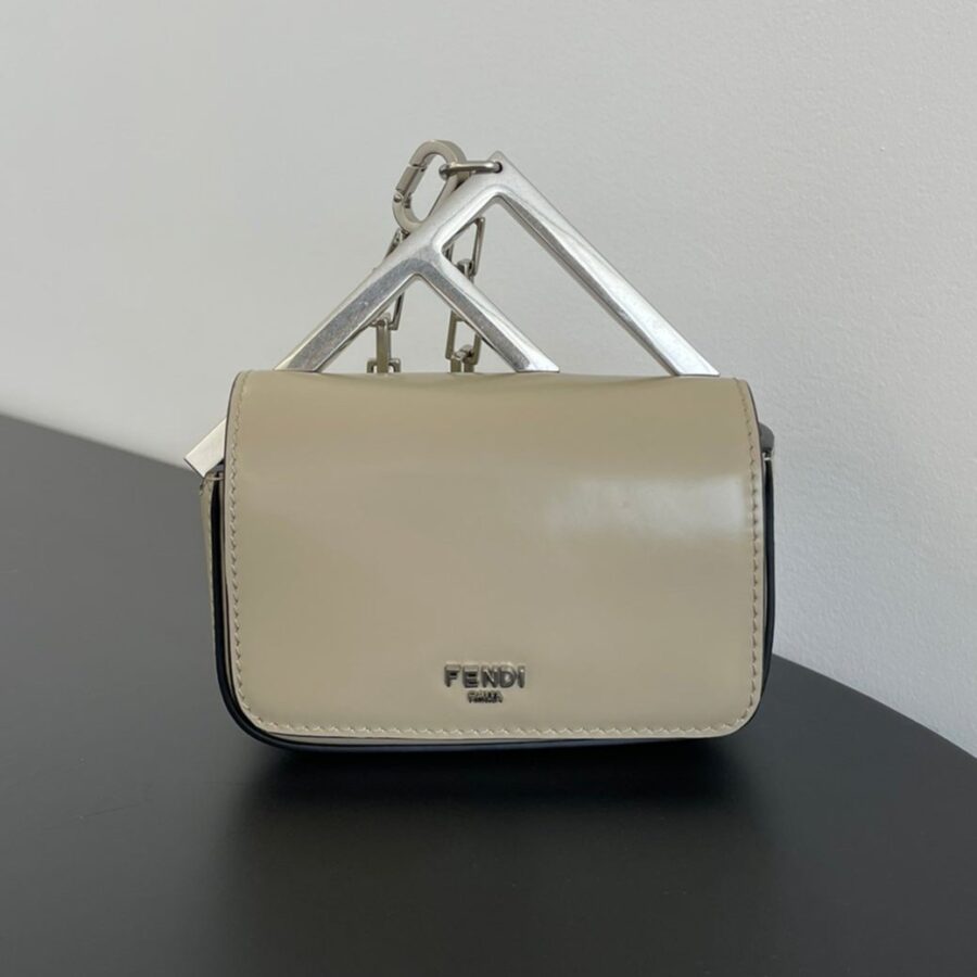 FENDI MINI FIRST SIGHT 13 BAG IN TAN BROWN CALFSKIN WITH SILVER HARDWARE | Studio Nafay