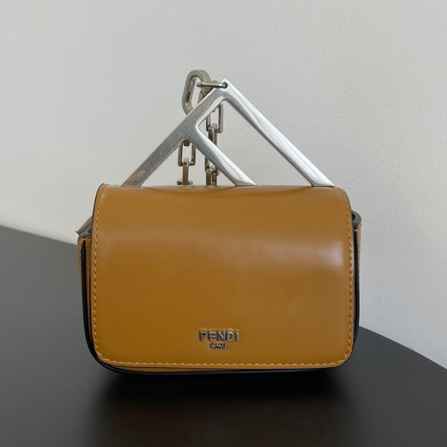 FENDI MINI FIRST SIGHT 13 BAG IN COPPER BROWN CALFSKIN WITH SILVER HARDWARE | Studio Nafay