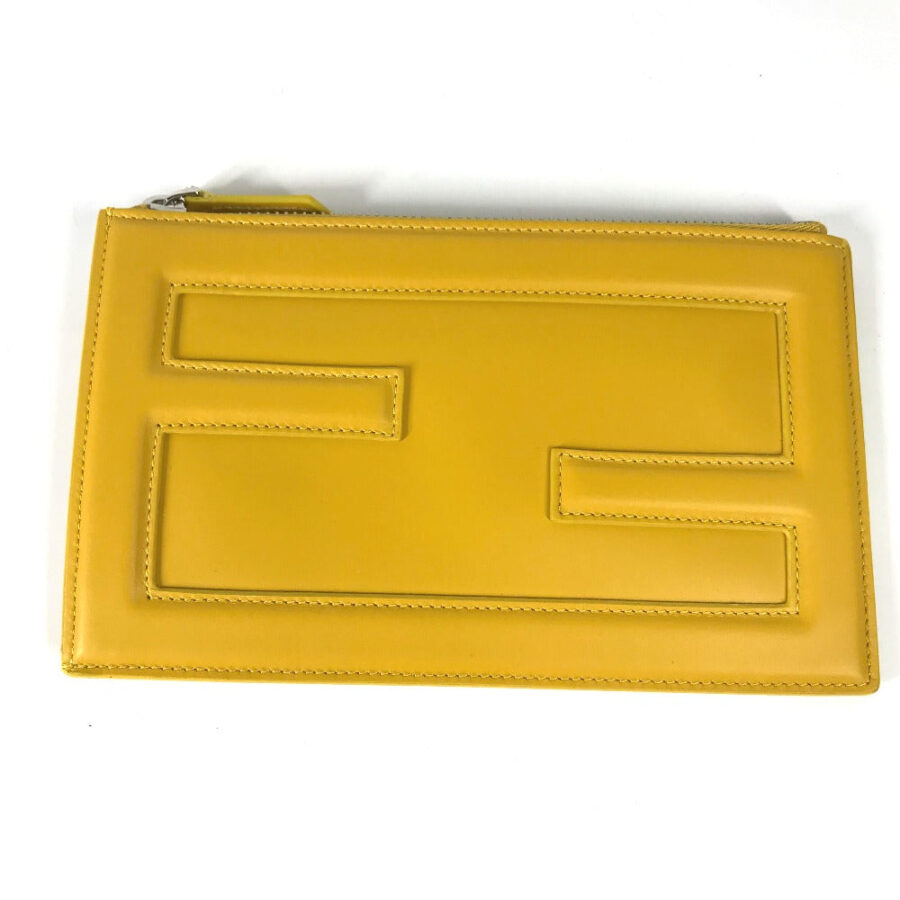 Fendi Clutch yellow bag – front view