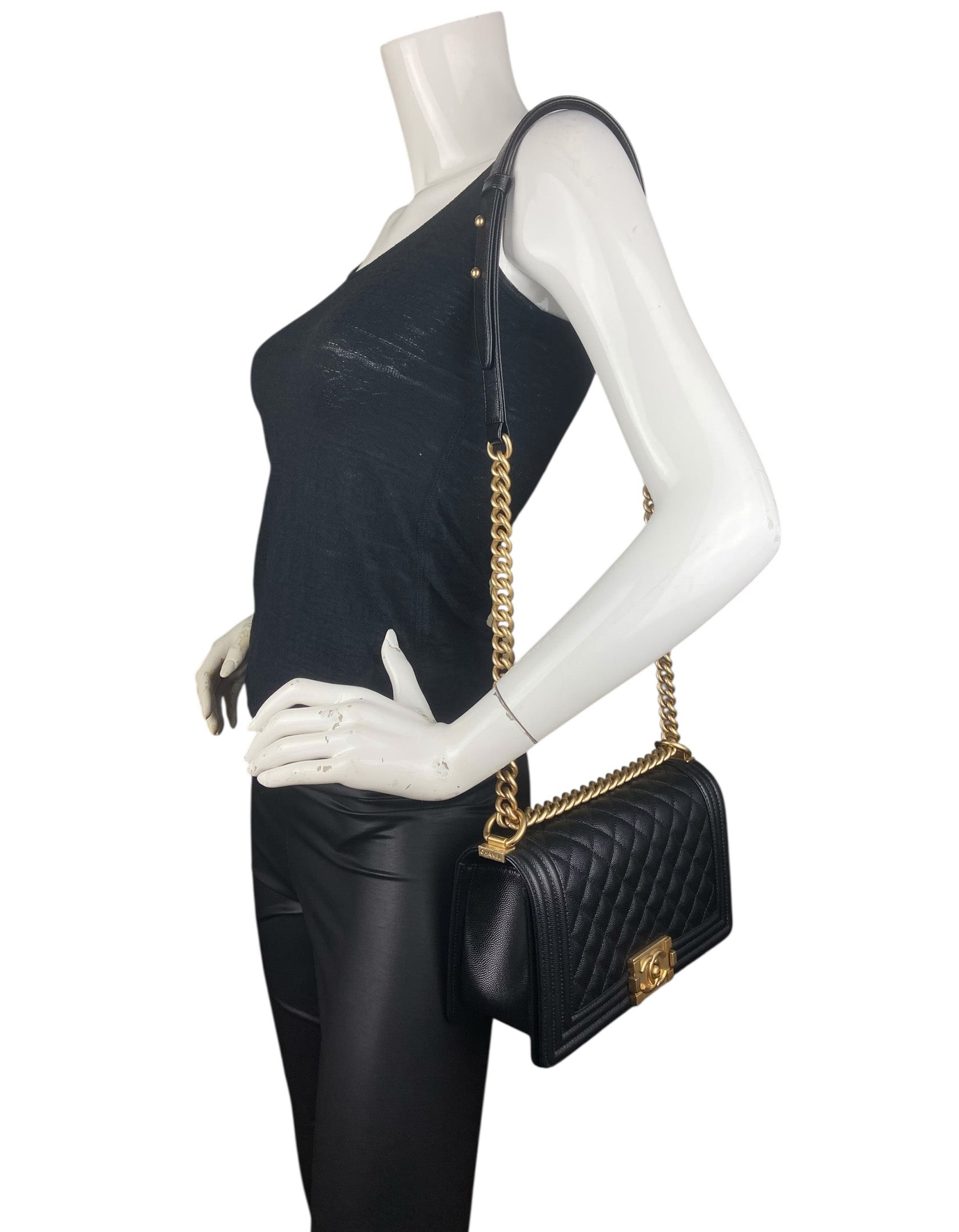 Chanel Boy black bag – front view