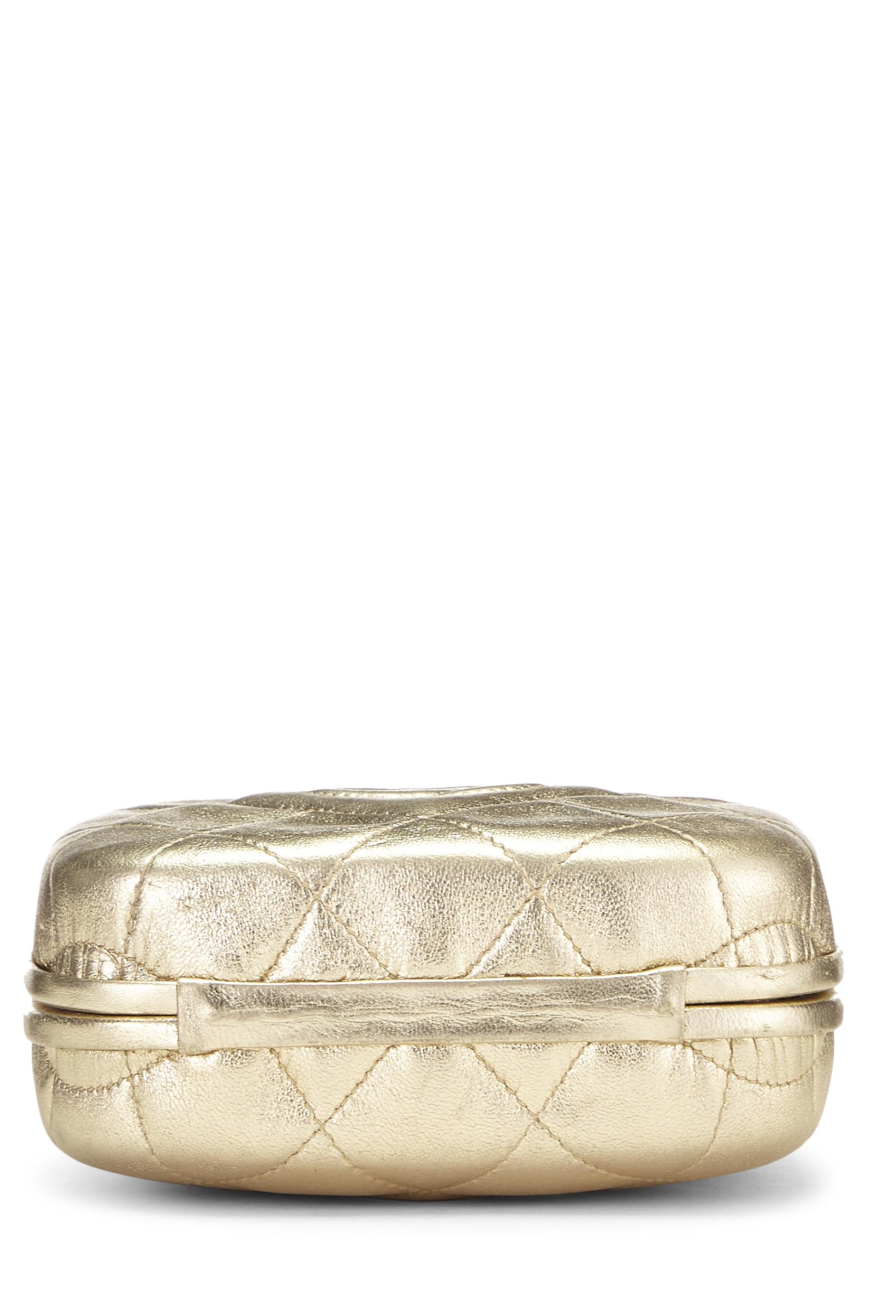 Chl, Metallic Gold Quilted Lambskin Kiss Lock Crossbody Bag, Gold
