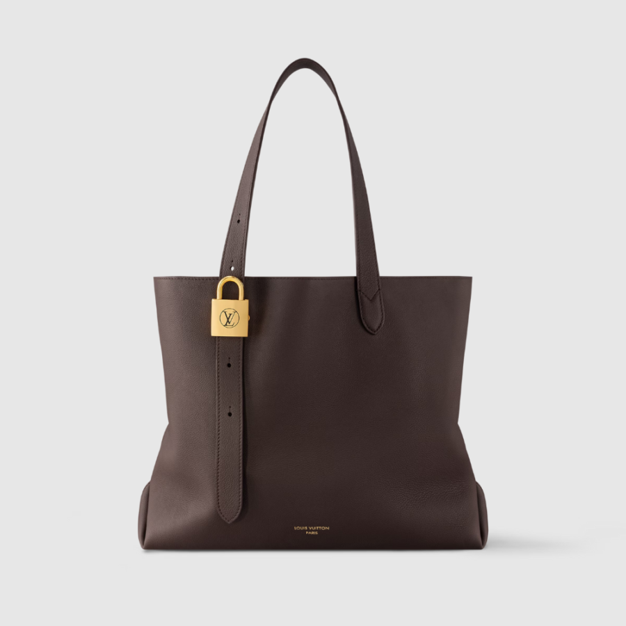 Chocolate Low Key Cabas MM Leather Tote Bag for Women | Studio Nafay