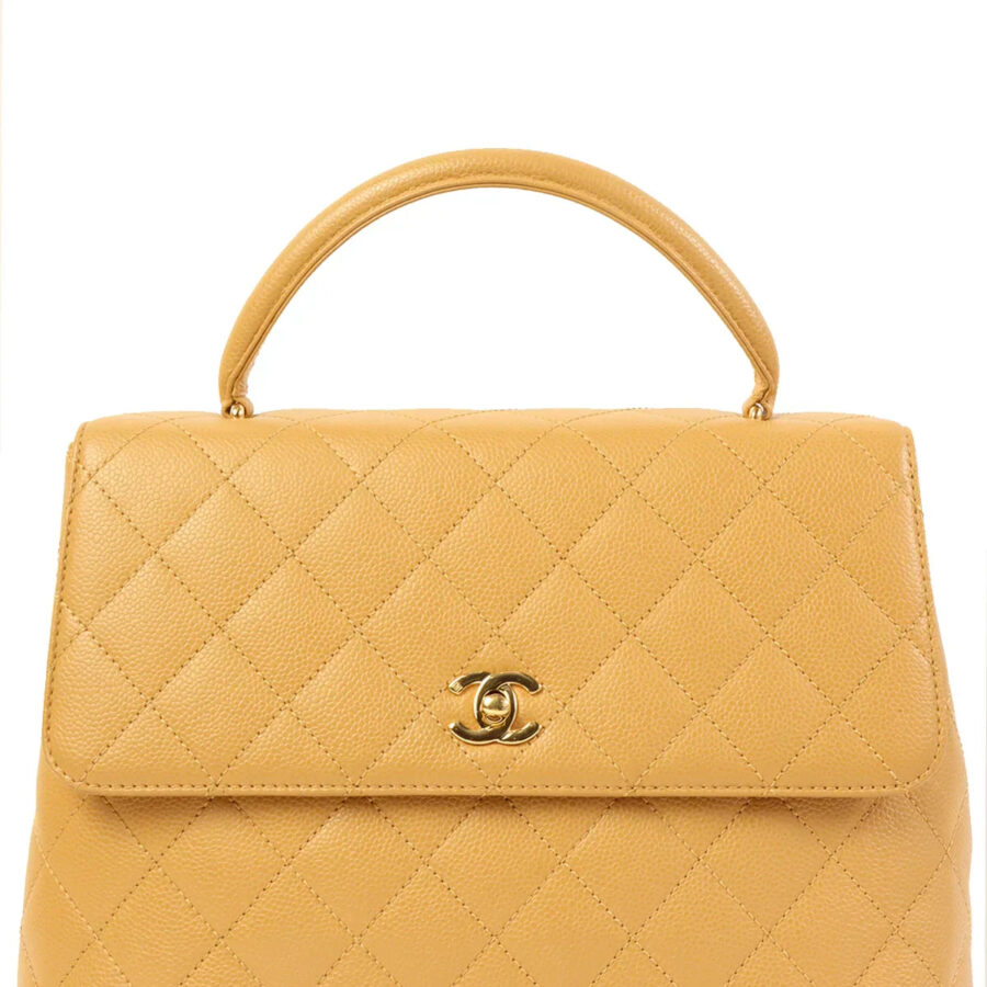 Chanel Top Handle beige bag – front view
