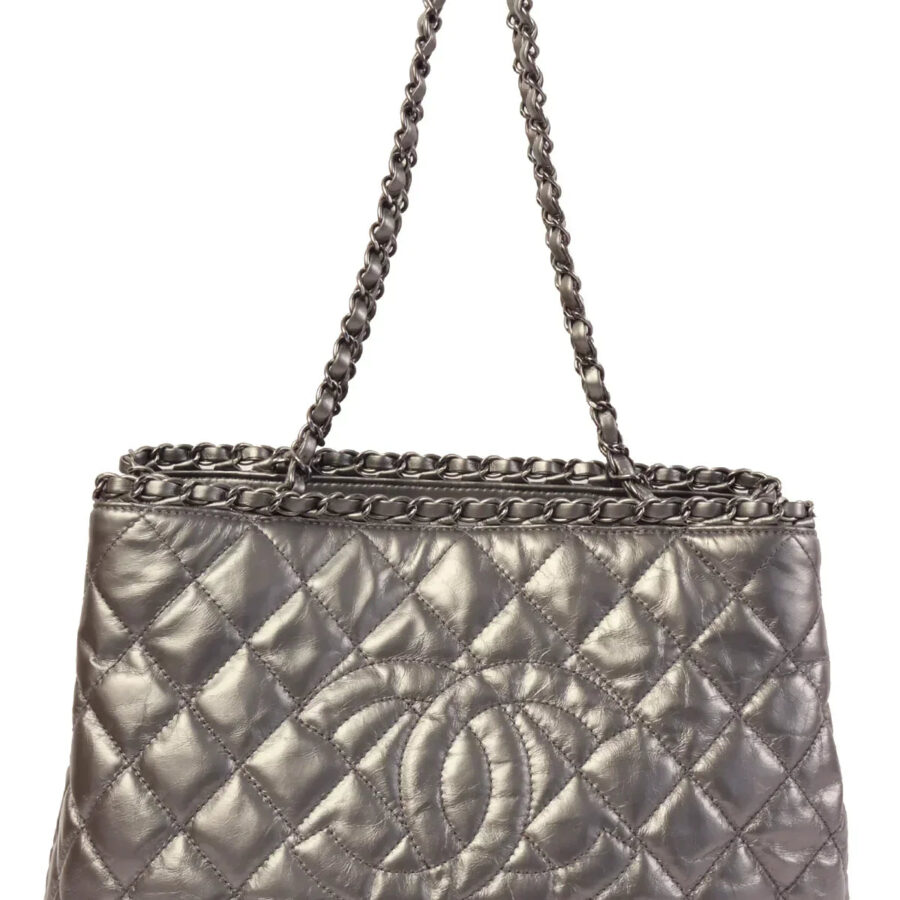 Chanel Tote silver bag – front view