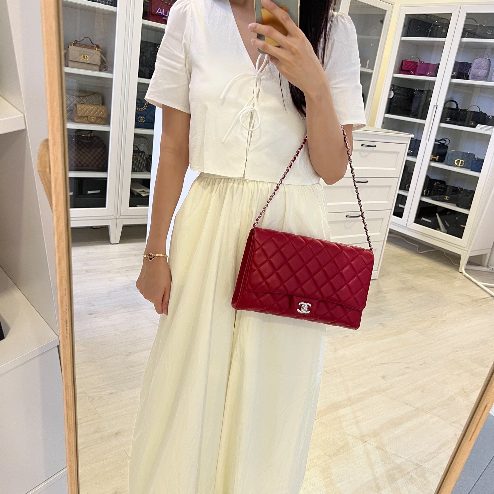 Chanel Clutch red bag – front view