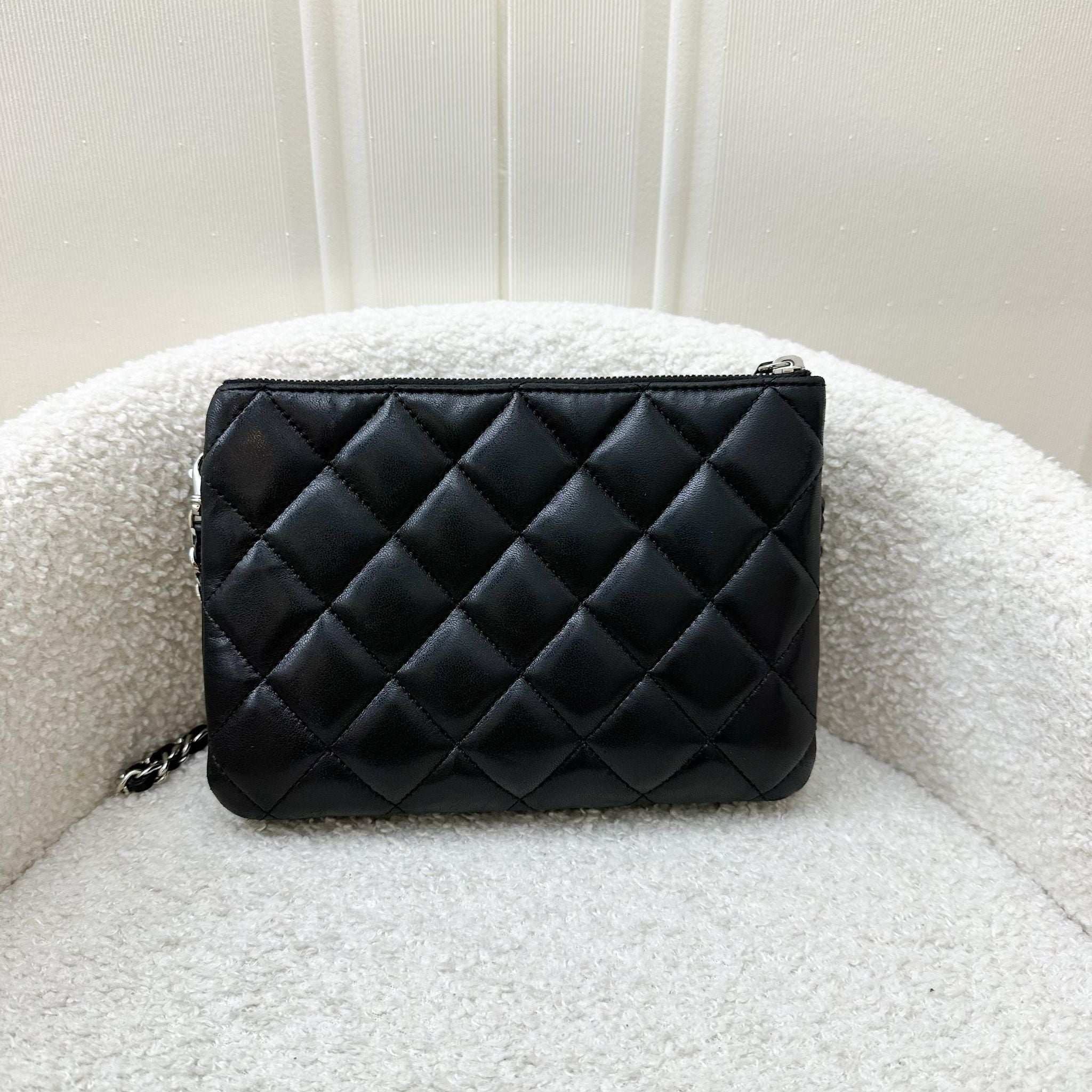 Chanel 14P Mini Crossbody Flap Bag With Zip Compartment In Black La…