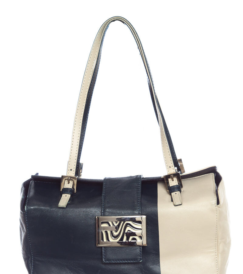 Fendi Navy and Natural Handbag | Studio Nafay