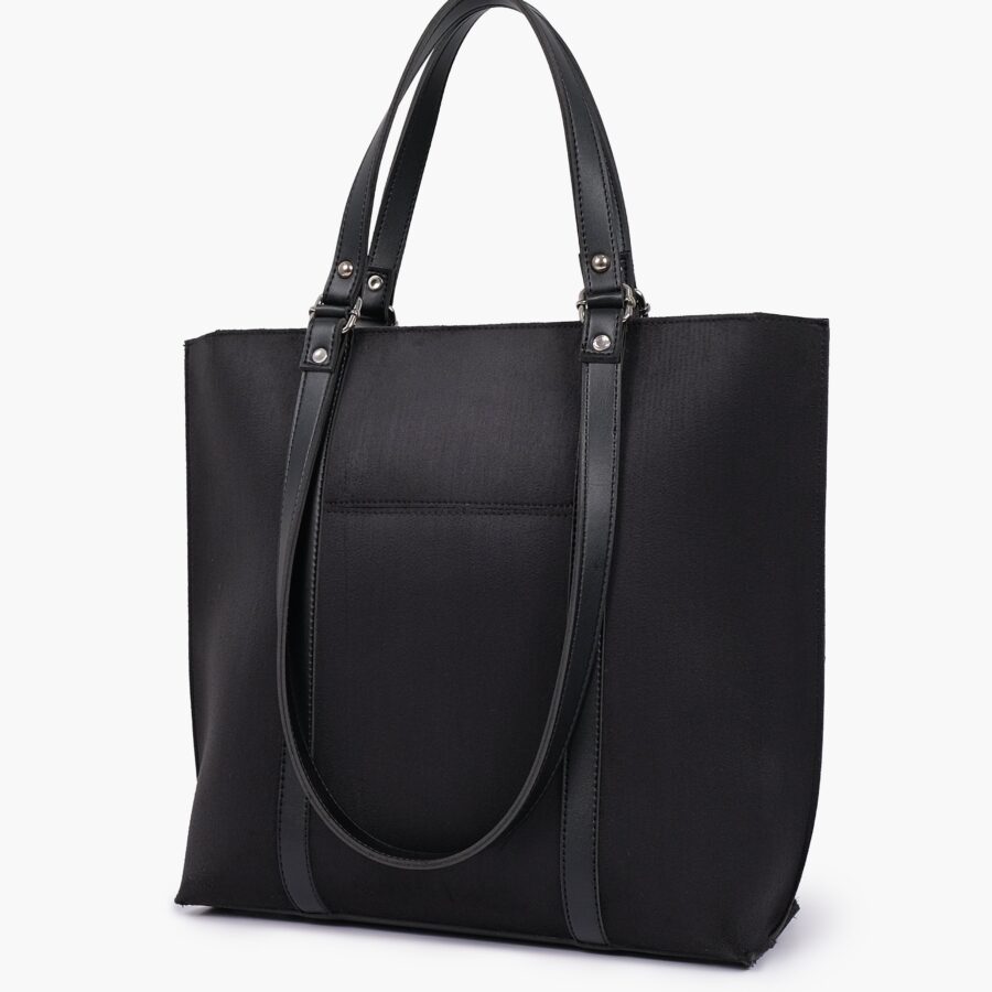 Black suede double-handle Tote Bags | Studio Nafay
