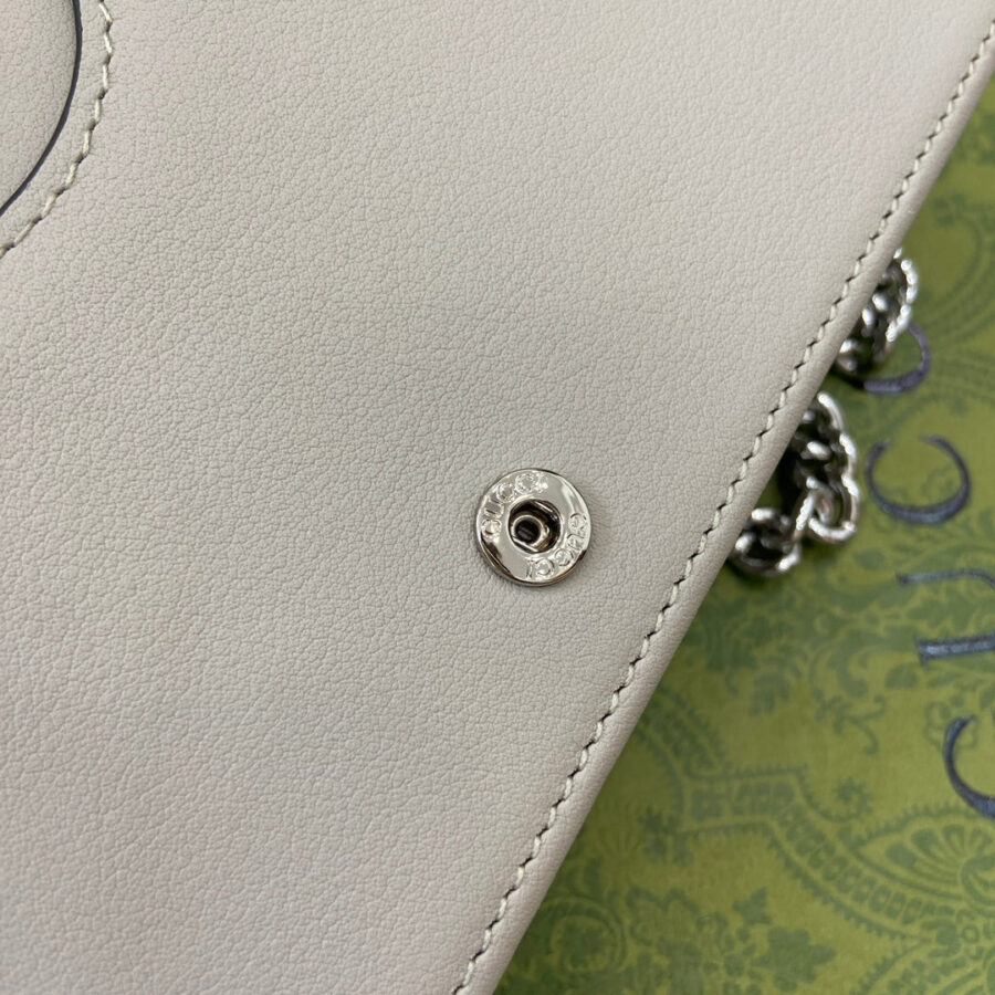 GG MARMONT 20 MINI CHAIN BAG IN WHITE CALFSKIN | Studio Nafay