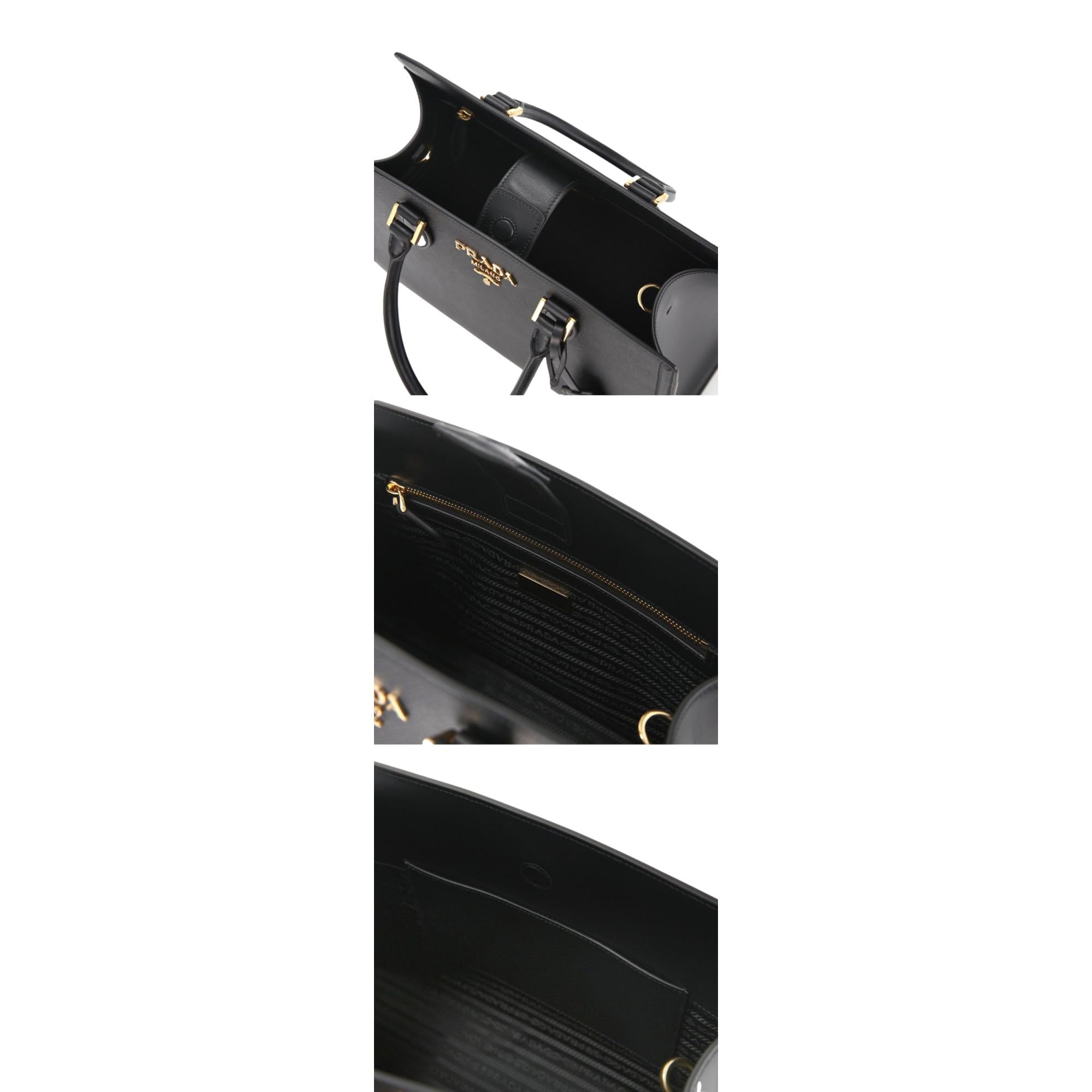 Prada Saffiano Lux Black Leather Large Crossbody Satchel Bag - Product Image 2