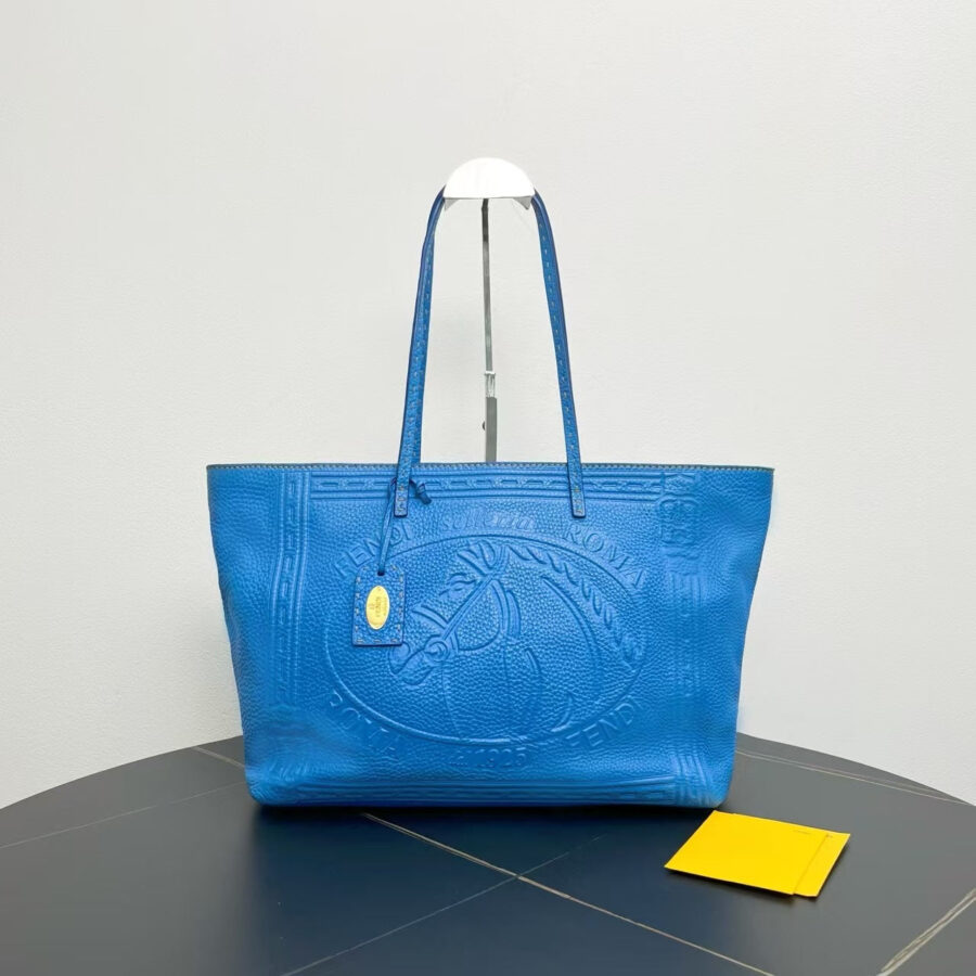 Fendi Embossed Tote Bag Blue | Studio Nafay