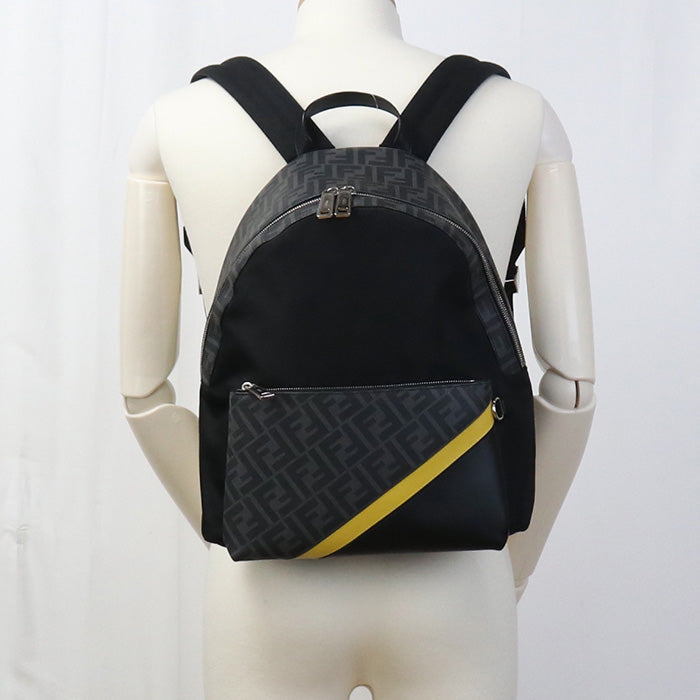Fendi Backpack Diagonal Nylon Black Mens