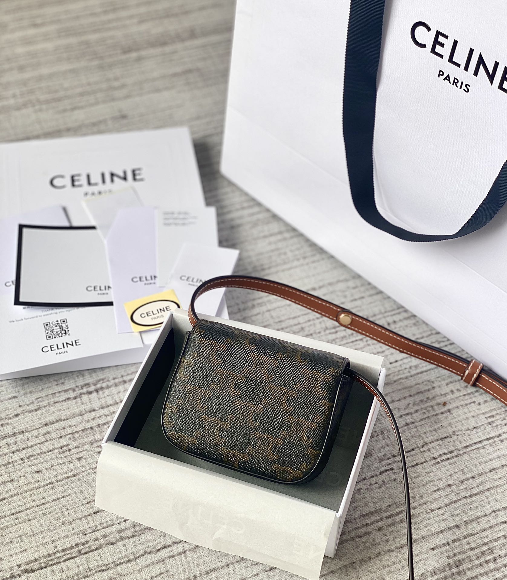 TEEN Triomphe 11CM Brown Monogram Calfskin